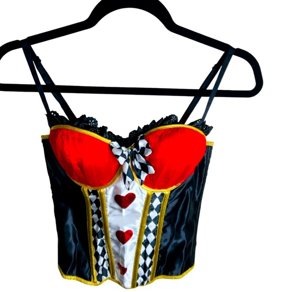 AMSCAN Red Queen Of Hearts Halloween Costume Corset Bustier Adult Size S/M - Picture 3 of 8